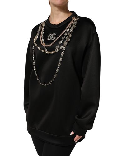 Embellished Logo Crystal Sweatshirt Women's Top (Pre-Owned) - Dolce & Gabbana - Modalova