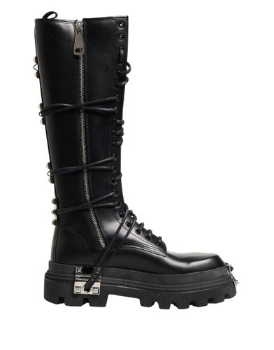 Leather Knee High Combat Boots Men's Shoes - Dolce & Gabbana - Modalova