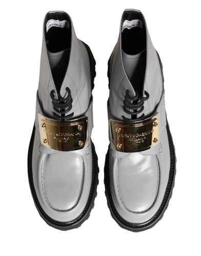 Leather Logo Plaque Ankle Boots Men's Shoes - Dolce & Gabbana - Modalova