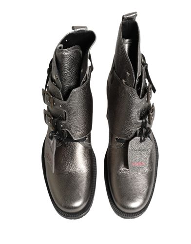 Metallic Leather Buckle Ankle Boots Men's Shoes - Dolce & Gabbana - Modalova