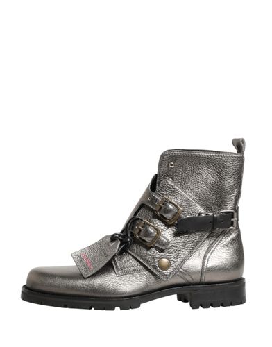 Metallic Leather Buckle Ankle Boots Men's Shoes - Dolce & Gabbana - Modalova