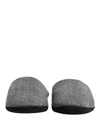 Grey Herringbone Cashmere Red Slippers Men's Shoes - Dolce & Gabbana - Modalova