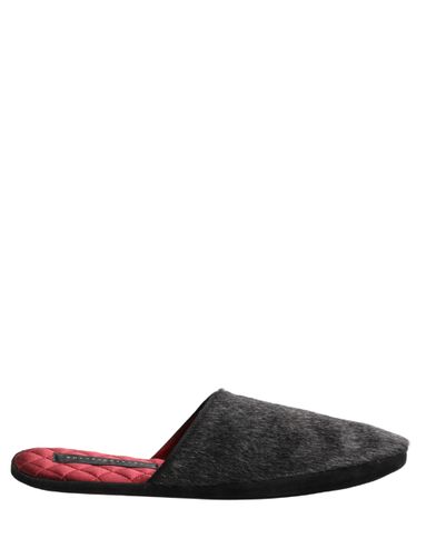 Dark Grey Charcoal Wool Red Slippers Men's Shoes - Dolce & Gabbana - Modalova