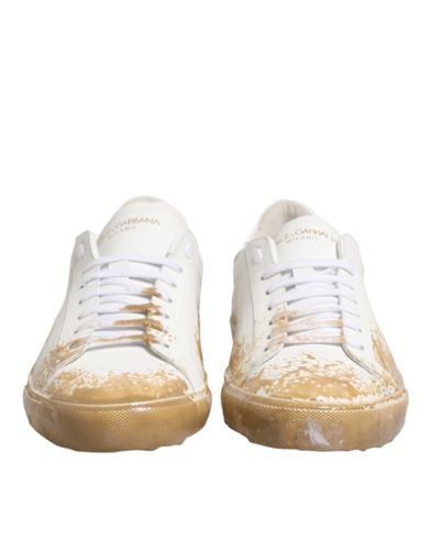 Leather Paint Effect Low Top Sneakers Men's Shoes - Dolce & Gabbana - Modalova