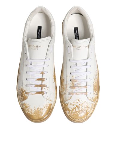 Leather Paint Effect Low Top Sneakers Men's Shoes - Dolce & Gabbana - Modalova