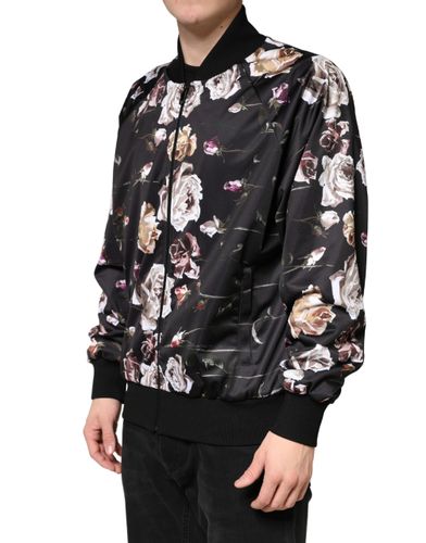 Floral Polyester Full Zip Bomber Men's Jacket - Dolce & Gabbana - Modalova