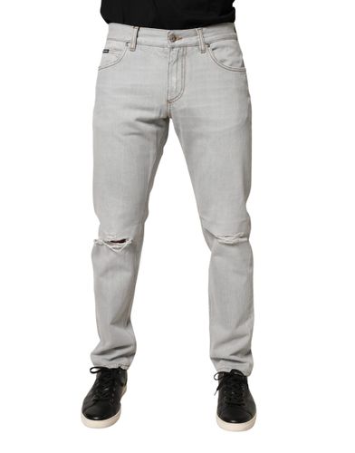 Light Ripped Cotton Regular Denim Men's Jeans - Dolce & Gabbana - Modalova