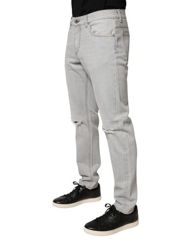 Light Ripped Cotton Regular Denim Men's Jeans - Dolce & Gabbana - Modalova