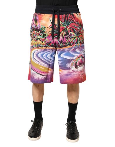 Graphic Print Cotton Bermuda Men's Shorts - Dolce & Gabbana - Modalova
