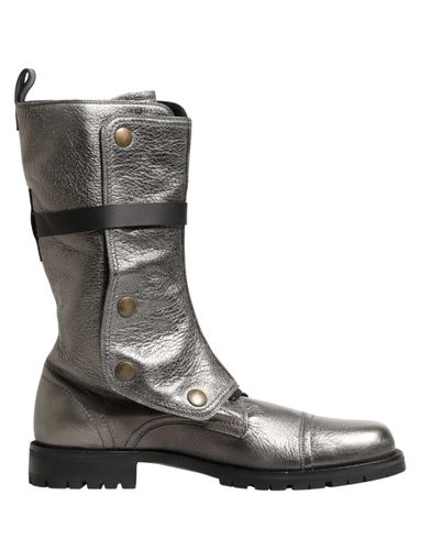 Metallic Combat Biker Mid Calf Boots Men's Shoes - Dolce & Gabbana - Modalova