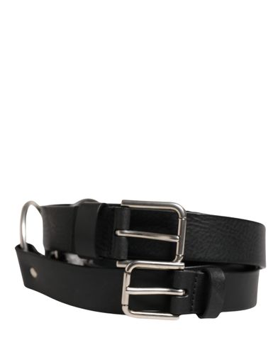 Double Strap Leather Silver Buckle Men's Belt - Dolce & Gabbana - Modalova