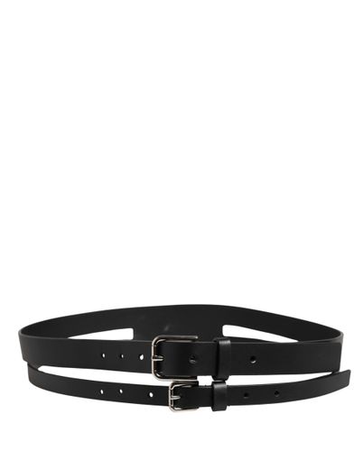 Double Strap Leather Silver Buckle Men's Belt (Pre-Owned) - Dolce & Gabbana - Modalova