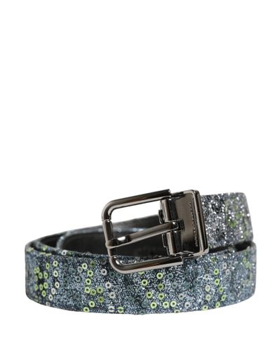 Men Sequin Silver Metal Buckle Men's Belt - Dolce & Gabbana - Modalova