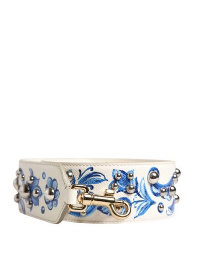 Blue Floral Leather Stud Accessory Shoulder Women's Strap - Dolce & Gabbana - Modalova