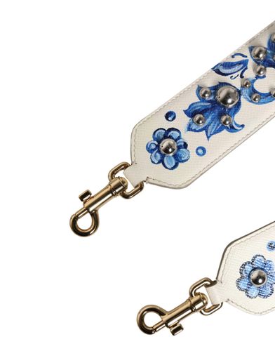 Blue Floral Leather Stud Accessory Shoulder Women's Strap - Dolce & Gabbana - Modalova