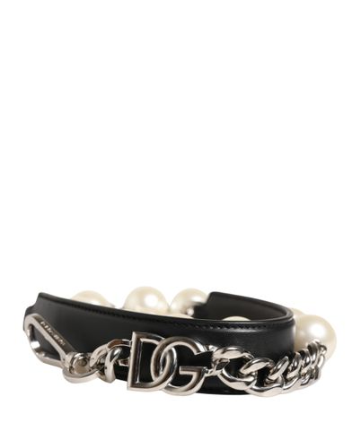 Black Leather Silver Chain Bag Accessory Shoulder Women's Strap - Dolce & Gabbana - Modalova