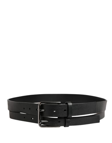 Double Strap Leather Silver Buckle Men's Belt (Pre-Owned) - Dolce & Gabbana - Modalova