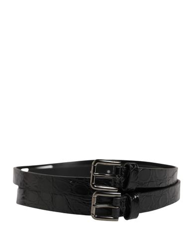 Double Strap Leather Silver Buckle Men's Belt - Dolce & Gabbana - Modalova