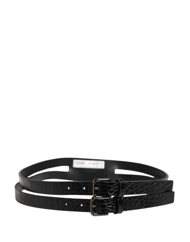Double Strap Leather Silver Buckle Men's Belt - Dolce & Gabbana - Modalova