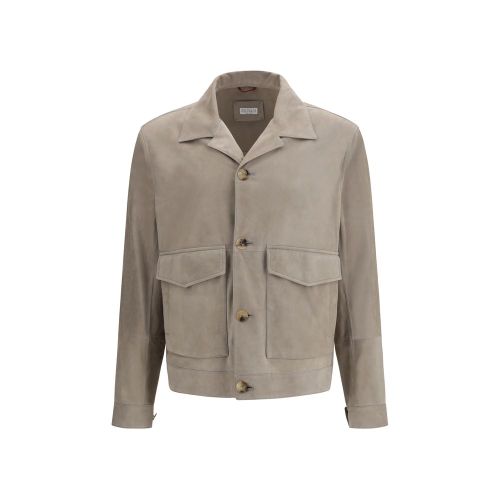 Calf Leather Bos Taurus Leather Men's Jacket - Brunello Cucinelli - Modalova