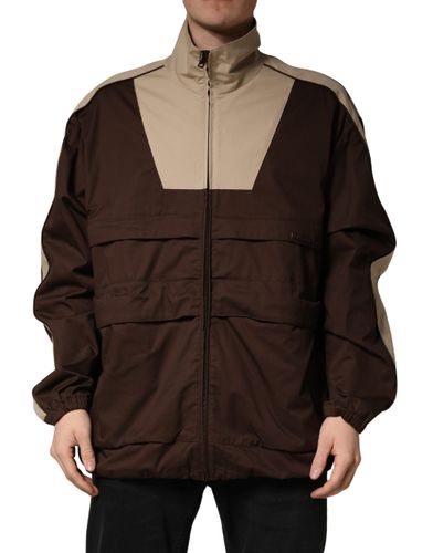 Beige Cotton Zip Windbreaker Men's Jacket - Dolce & Gabbana - Modalova
