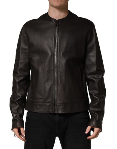 LambskinLeather Full Zip Biker Men's Jacket - Dolce & Gabbana - Modalova