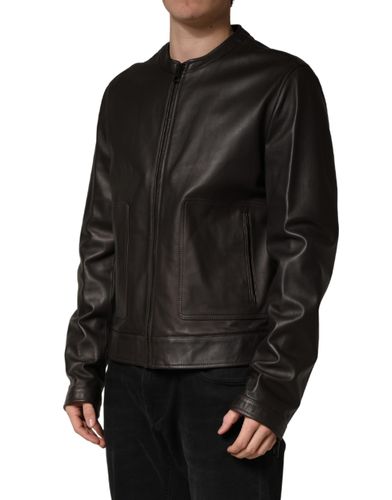 LambskinLeather Full Zip Biker Men's Jacket - Dolce & Gabbana - Modalova