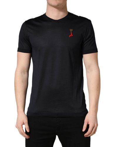 Dark DG Logo Silk Men Crew Neck Men's T-shirt (Pre-Owned) - Dolce & Gabbana - Modalova