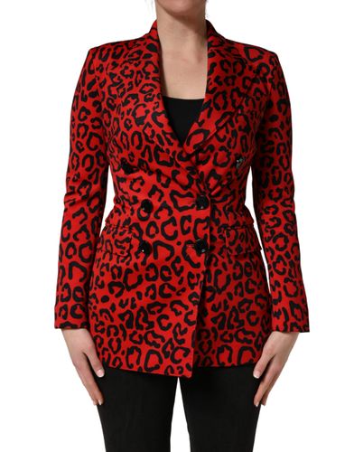 Leopard Double Breasted Coat Women's Jacket - Dolce & Gabbana - Modalova
