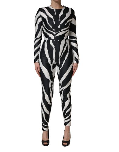 Black White Polyester Zebra Pattern Women's Jumpsuit - Dolce & Gabbana - Modalova