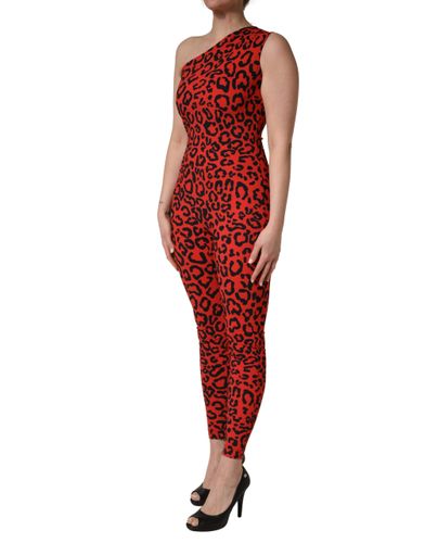 Black Red Nylon Leopard Pattern Women's Jumpsuit - Dolce & Gabbana - Modalova