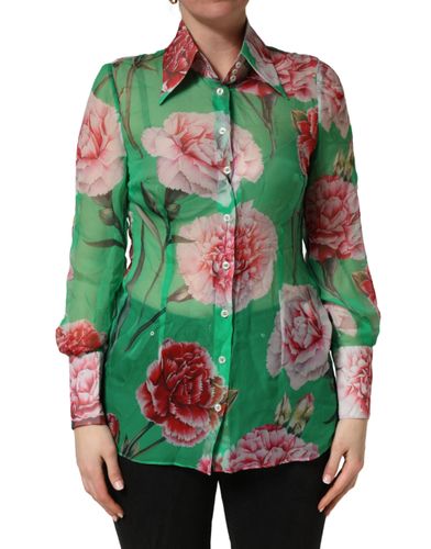 CarnationPrint Silk Collared Blouse Women's Top (Pre-Owned) - Dolce & Gabbana - Modalova