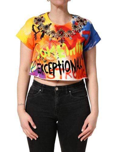 Graffiti Crystals Crop Jersey Women's Top - Dolce & Gabbana - Modalova
