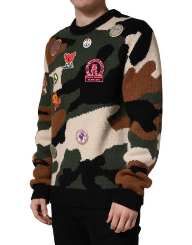 Intarsia-Knit Camouflage Pullover Men's Sweater - Dolce & Gabbana - Modalova