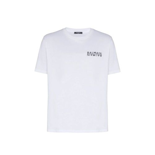 Balmain White Cotton Men's T-Shirt - Balmain - Modalova