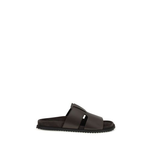 Calf Leather Bos Taurus Flat Men's Sandals - Dolce & Gabbana - Modalova