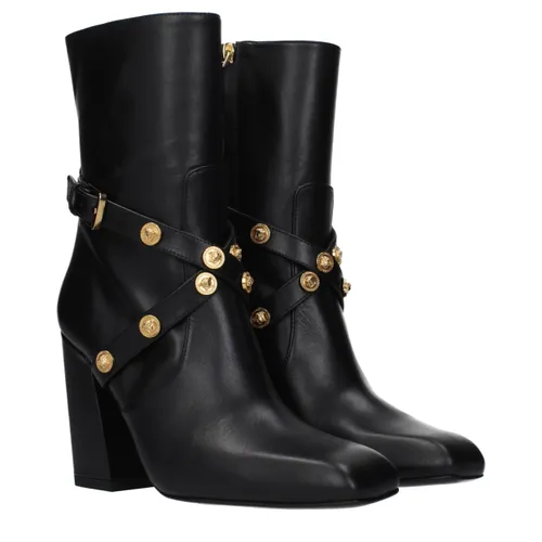 Leather Ankle Women's Boots - Versace - Modalova
