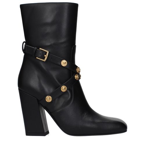 Leather Ankle Women's Boots - Versace - Modalova