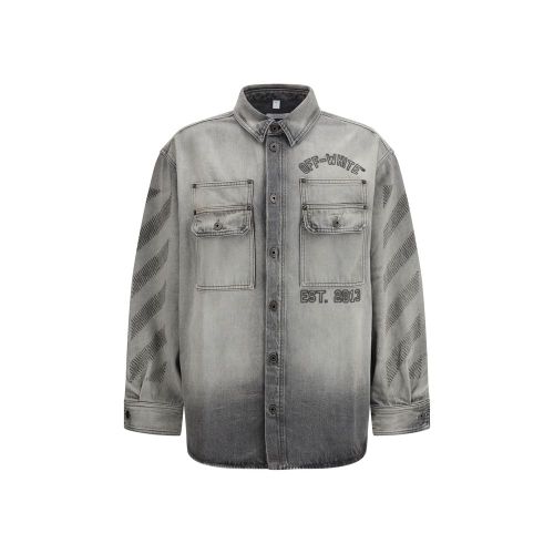 Off-White Gray Denim Men's Shirt - Off-White - Modalova