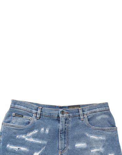 Cotton Distressed Denim Bermuda Men's Shorts - Dolce & Gabbana - Modalova