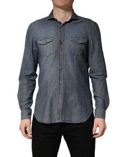 DarkBlue Long Sleeve Collared Denim Men's Shirt (Pre-Owned) - Domenico Tagliente - Modalova