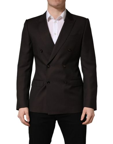 Dark Wool Double Breasted Suit Men's Jacket - Dolce & Gabbana - Modalova