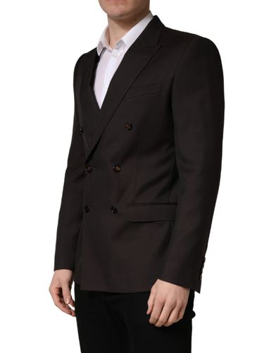 Dark Wool Double Breasted Suit Men's Jacket - Dolce & Gabbana - Modalova