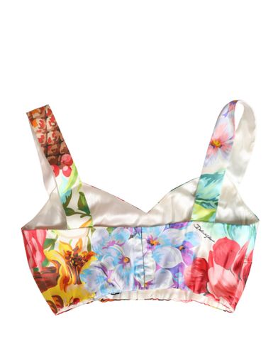 Multicolor Floral Print Silk Cropped Bustier Women's Top - Dolce & Gabbana - Modalova
