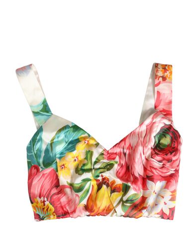 Multicolor Floral Print Silk Cropped Bustier Women's Top - Dolce & Gabbana - Modalova