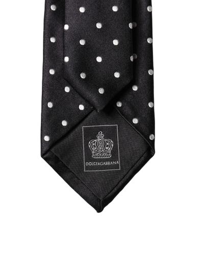 White Polka Dots Silk Adjustable Men NeckMen's Men's Tie - Dolce & Gabbana - Modalova