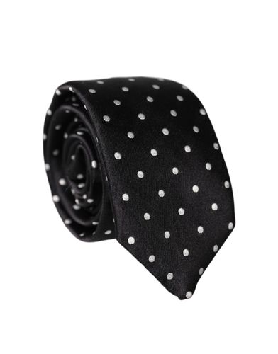 White Polka Dots Silk Adjustable Men NeckMen's Men's Tie - Dolce & Gabbana - Modalova