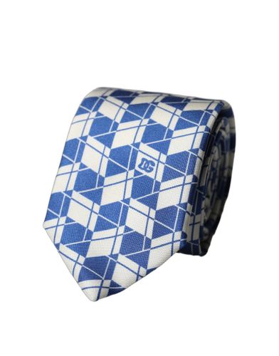 White Geometric Silk Adjustable Men Men'sd NeckMen's Men's Tie - Dolce & Gabbana - Modalova