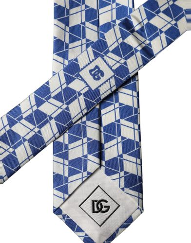 White Geometric Silk Adjustable Men Men'sd NeckMen's Men's Tie - Dolce & Gabbana - Modalova