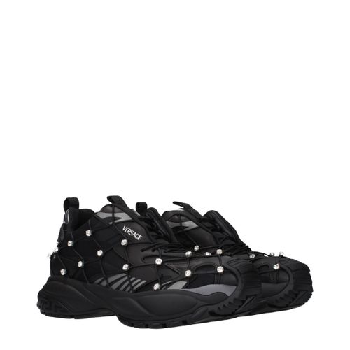 Versace Black Fabric Men's Sneakers - Versace - Modalova